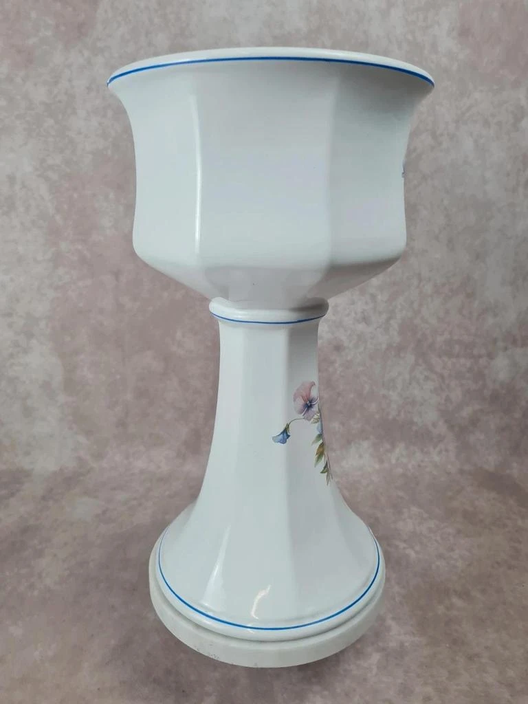 Cache-pot sobre pé em porcelana florida 🌿 Vintage anos 70 – photo 5
